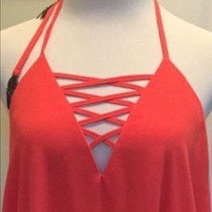 Venus bright salmon halter dress